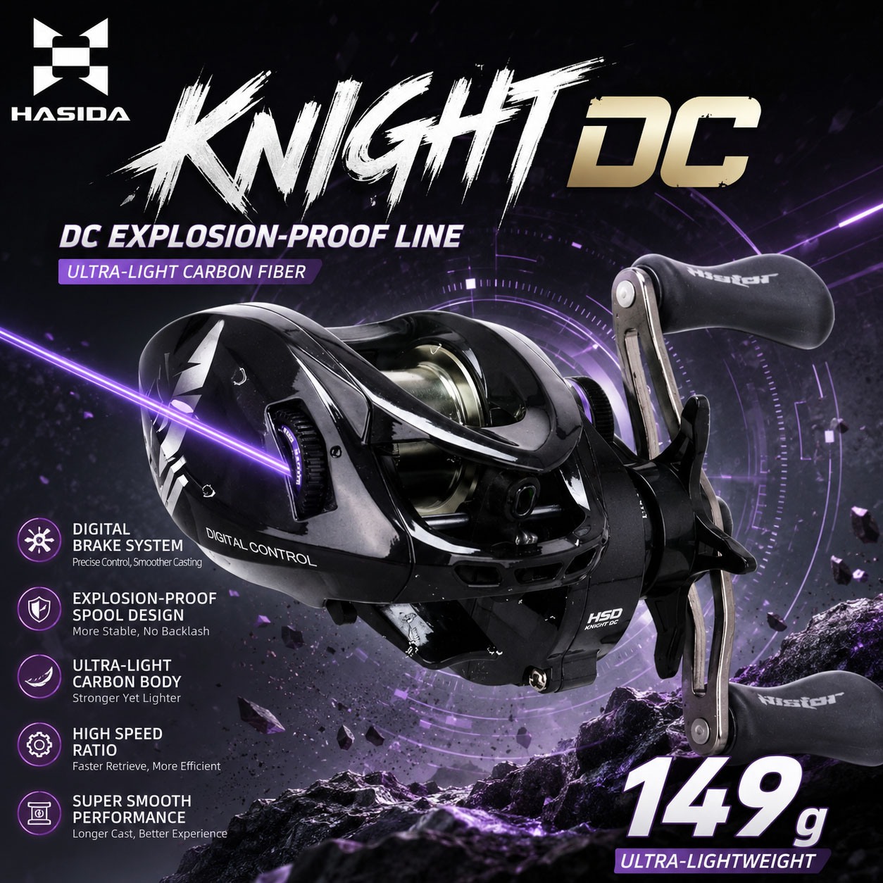 Spincast Reel - Carrete de Pesca HASIDA Knight DC